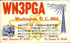 QSL WN3PGA 1971 Washington District of Columbia  Duane A Wahl Atom symbol Radio