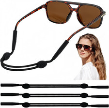 Adjustable Eyeglass Strap Holders, 3 Pcs, 8-14 In, for Sunglasses or Eyewear