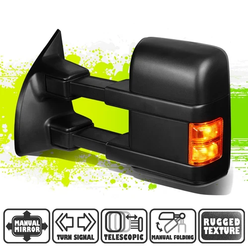 Black Manual Side Tow Mirror LED Turn Signal Left for F250-550 Super Duty 08-16