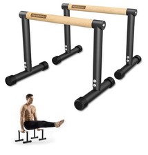 Portable Parallettes Bars with Wooden Handles for Calisthenics & Strength Traini