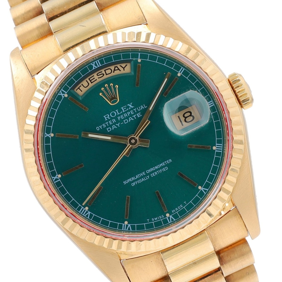 Rolex Day-Date 18238 President 18KY Gold RARE Factory Green Index