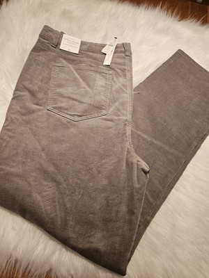 NWT Talbots Women Sz16 Corduroy Straight Leg Pant Gray High Waisted FA