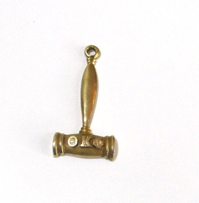 Vintage 10k Gelbgold Hammer Charm/Anhänger Phi Kappa Theta 2,6g 3cm L x 1,4cm B