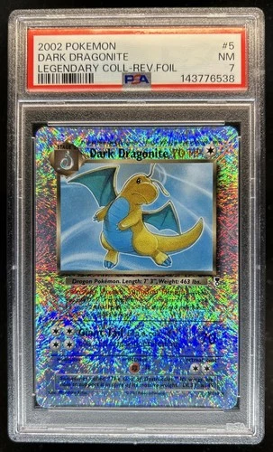 2002 Pokemon Legendary Collection Dark Dragonite Reverse Holo #5/110 PSA 7