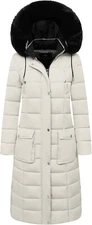 MOERDENG Women's Waterproof Long Winter Coat Thickened Down Small, Beige 
