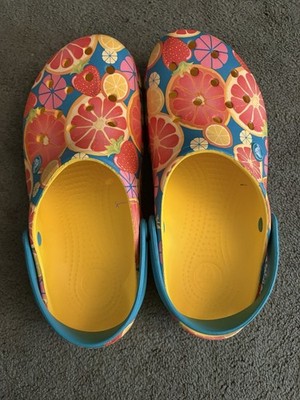 Crocs Classic Clog Women s US 9 Multicolor Fruit Floral Slip-On Comfort
