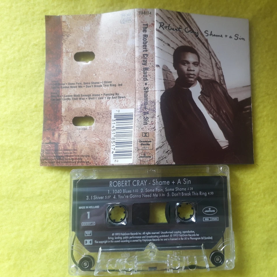 ROBERT CRAY SHAME & SIN 11 TRACK CASSETTE ALBUM MERCURY 1993 EX/EX - Image 1 of 1