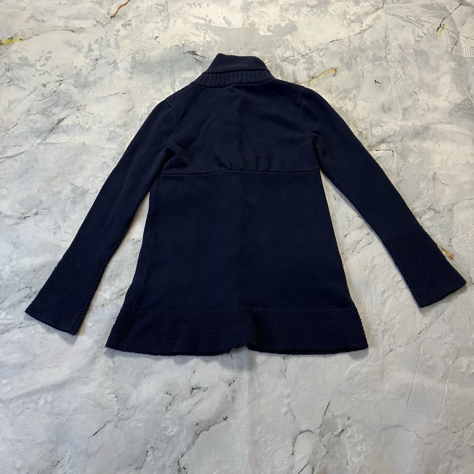 Cardigã Athleta Suéter Feminino Tamanho Médio Sulla Snap Front Decote Simulado Azul Marinho - Imagem 4 de 4