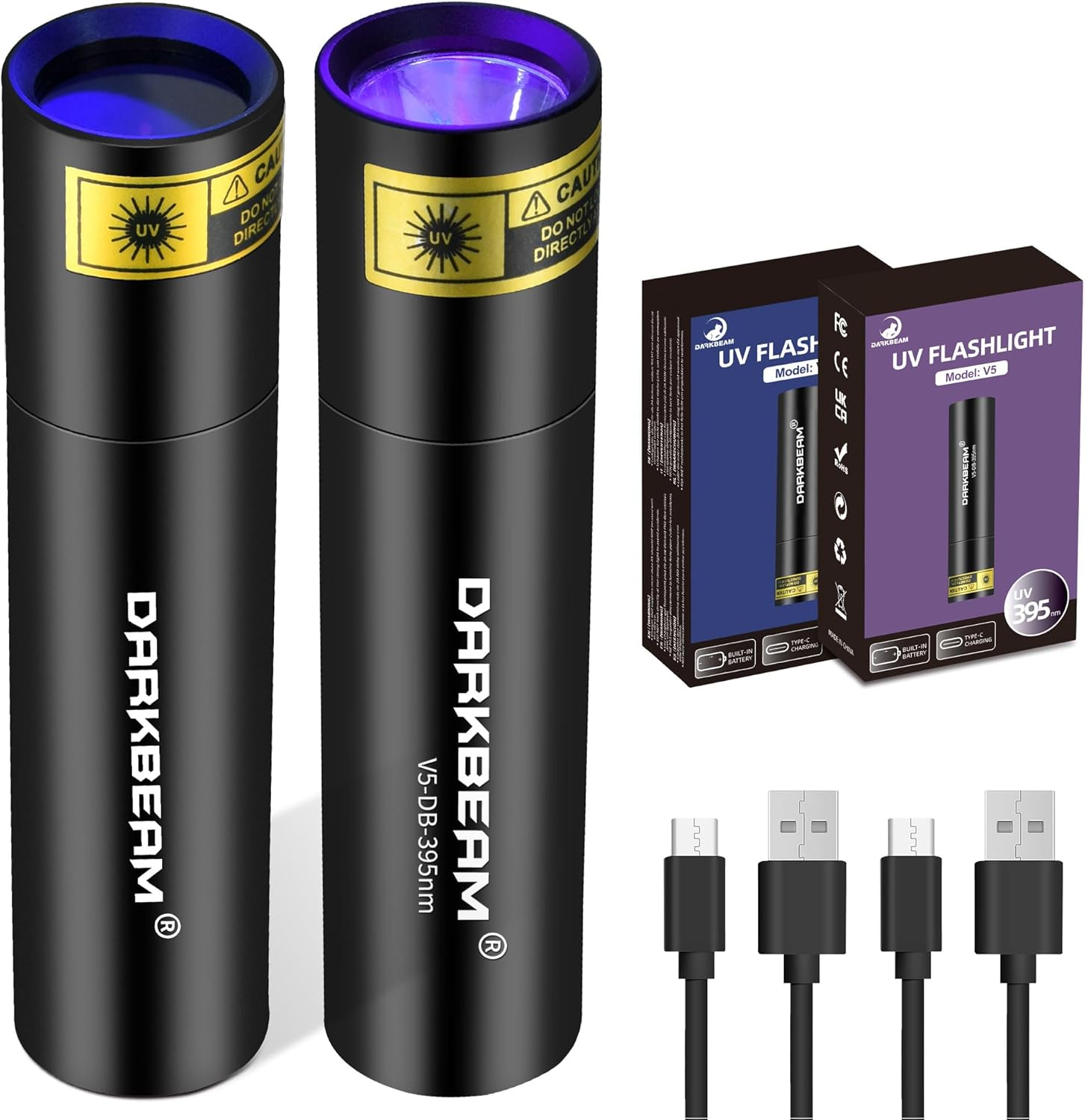 UV Torch 365Nm Black Light and 395Nm Blacklight, USB Rechargeable LED Ultraviole