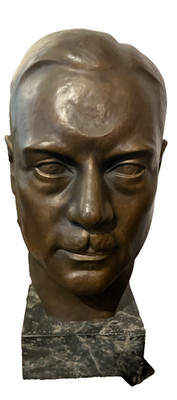 Man Portrait Head Bronze Sculpture Solid Studio Work, Cast Iron, Mid Century