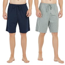 2 Pack Mens Cotton Pajama Shorts, Lightweight Lounge Pant with Pockets