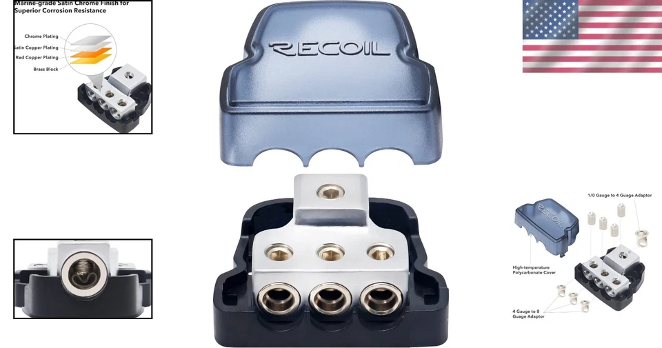 DB13 High-Performance 3 Way Car Audio Power Distribution Block - 1 X 0/2/4 Gauge - Image 2 of 4