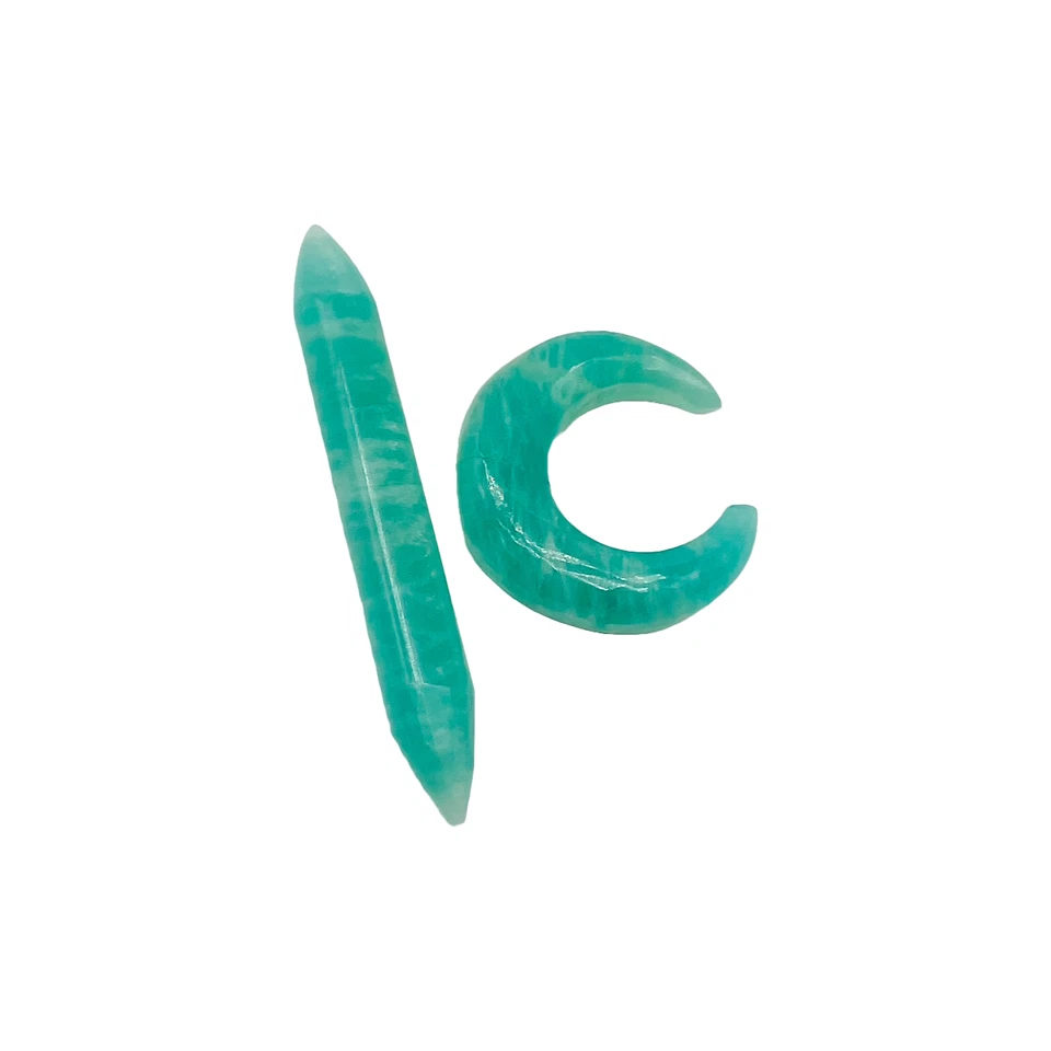 Par de joyas de pinza de tabique y espiga de colmillo hechas a mano con piedras preciosas de amazonita tamaño 2-12 mm Foto 2 de 4