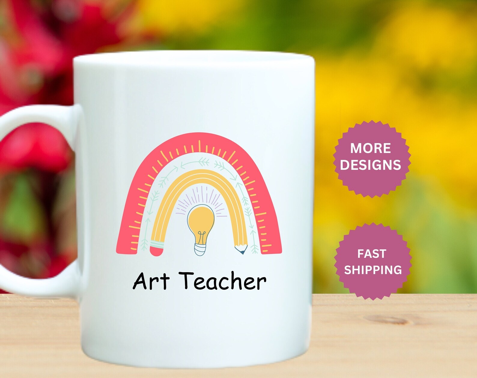 Art Teacher Mug Rainbow Art Teacher Gift Personalized Artist Mug Artist Gifts Fo