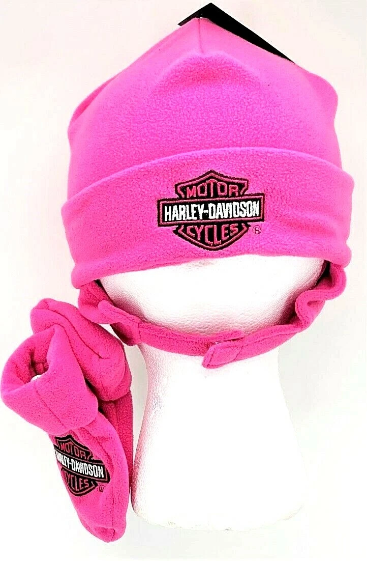 Harley Davidson® Girls Pink B & S Toddlers Fleece Hat & Gloves