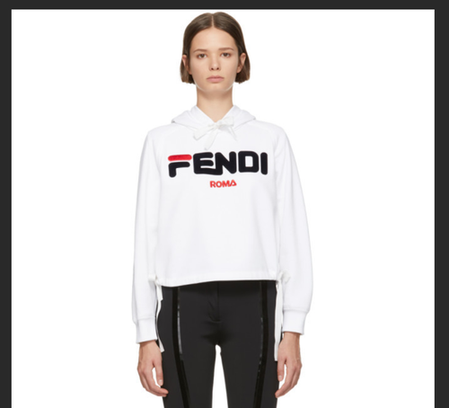 FENDI ROMA Hooded Sweater White Sz M 