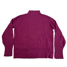 TAHARI Berry Mock Neck Sweater Drop Shoulder L/S SOFT Rayon Blend Sz L