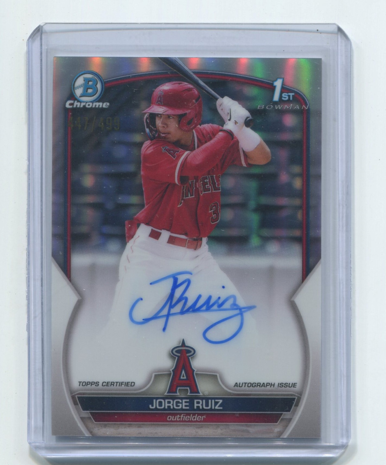 2023 BOWMAN CHROME 1ST RC JORGE RUIZ TRUE REFRACTOR AUTO # 447/499