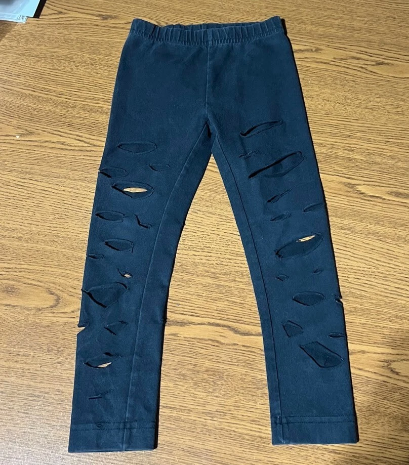 Hanna Andersson Girls Leggings 100 Cotton Blend Black - Image 2 of 4