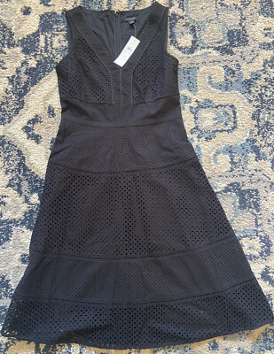 ann taylor black eyelet dress Ann Taylor Black Square Neck Midi Dress