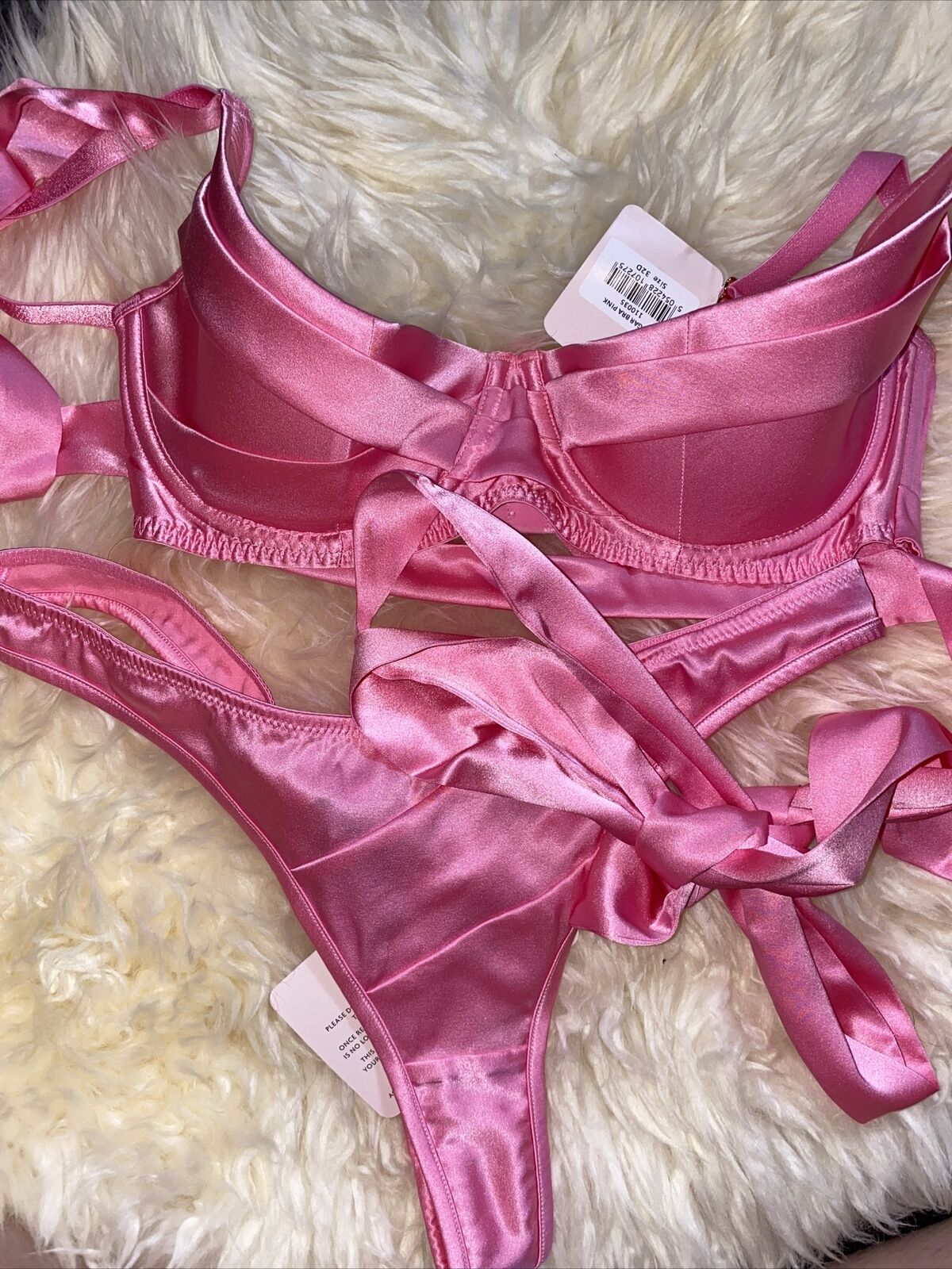 Agent Provocateur Sugar Pink set 32D, Size 2 Thong NWT silk