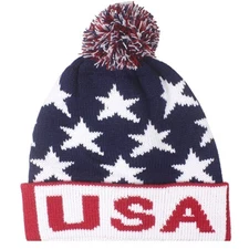 USA Patriotic American Flag Cuffed Watch Cap Beanie Knit Winter Stocking Hat 1