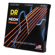 DR Hi-Def Neon Orange Colored Electric Guitar Strings: 7-String Medium 10-56