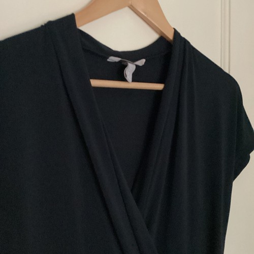 H&M Black Wrapover Cap Sleeve Dress Size M - Picture 3 of 9