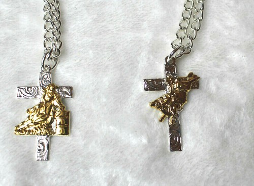 AA Necklace Cross Western Silver Gold 