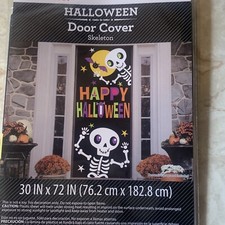 Halloween door cover Happy Halloween Skeleton 30" x 72" party supplies decor