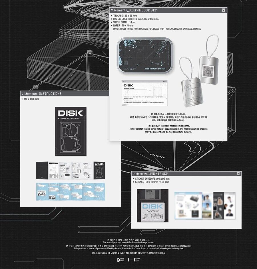 BTS 7 MOMENTS /Digital Code+180p Photo Book+7 Card+4 Sticker BTS 7 MOMENTS /Digital Code+180p Photo Book+7 Card+4 Sticker
