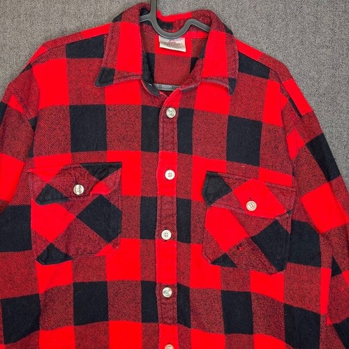 Rothco Shirt Men's Large Red Black Plaid Lumberjack Button Up Vintage 90s - Picture 2 of 11