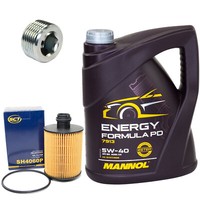 MotoröL Set 5W-40 5 Liter + ÖLfilter SH 4060 P + Schraube FüR Fiat Panda Ford KA