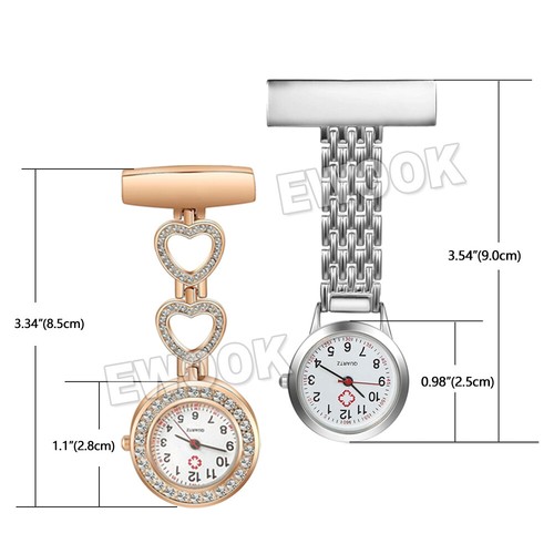 Ladies Heart Nurse Watch Metal Nursing Nurses Pendant Pocket Fob Brooch Quart A - Picture 8 of 15
