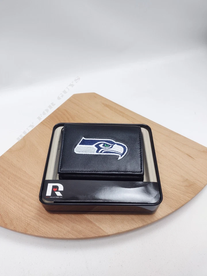 西雅图海鹰队 NFL 球队标志刺绣皮革三折钱包 — 第 2/2 张图片
