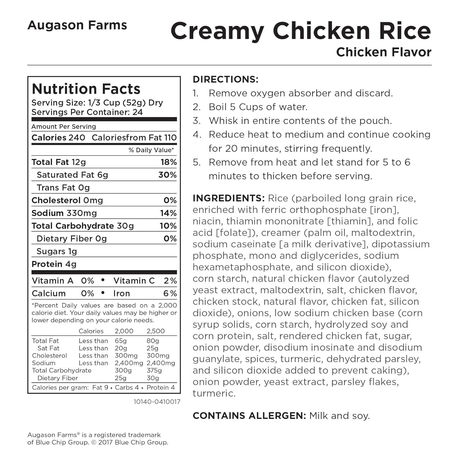 Augason Farms Creamy Chicken Rice Chicken Flavor 2 lbs 12 oz No. 10
