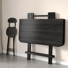 Wood Foldable Dining Table Chair Set Small Space Dining Room Breakfast Furniture