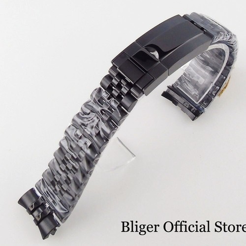 20MM Width Black Gold Brushed/Polished Oyster Strap Bracelet Slide Lock Clasp - Picture 13 of 33