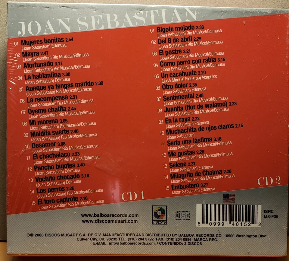 JOAN SEBASTIAN - CLASICAS MUSICALES (2008 BRAND NEW - 2 CD BOX SET) - Image 4 of 4