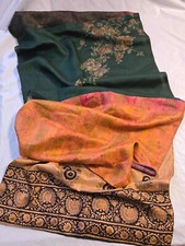 Women s 100 Silk Scarf Made In India Multi Color Floral/Paisley 19x77 Inches