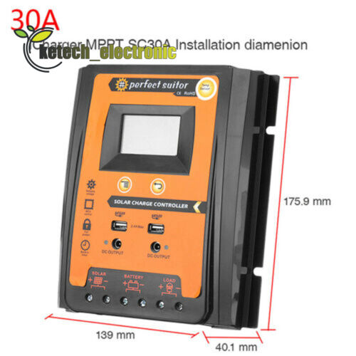 Controlador de batería regulador de panel solar 30/50/70A 12/24V con LCD USB L2KE - Imagen 13 de 16