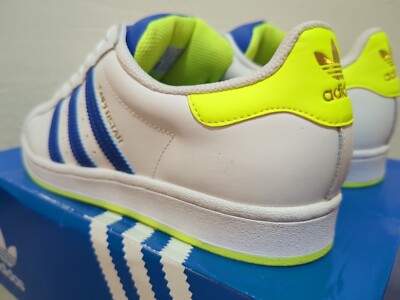 Size 9.5 - adidas Superstar Laceless White Blue Yellow | eBay