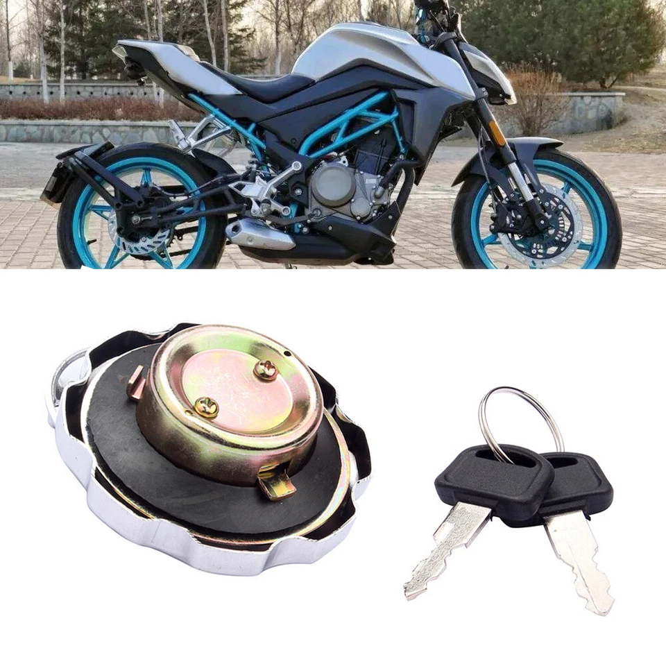 Universal Motorcycle Parts Gas Fuel Tank Cap Cover Locking w/ 2 Keys Accessories Foto 2 de 4