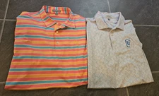 PETER MILLAR SUMMER COMFORT MEN'S POLO SHIRT SZ XL LOT OF 2 EUC STRIPED & TPC