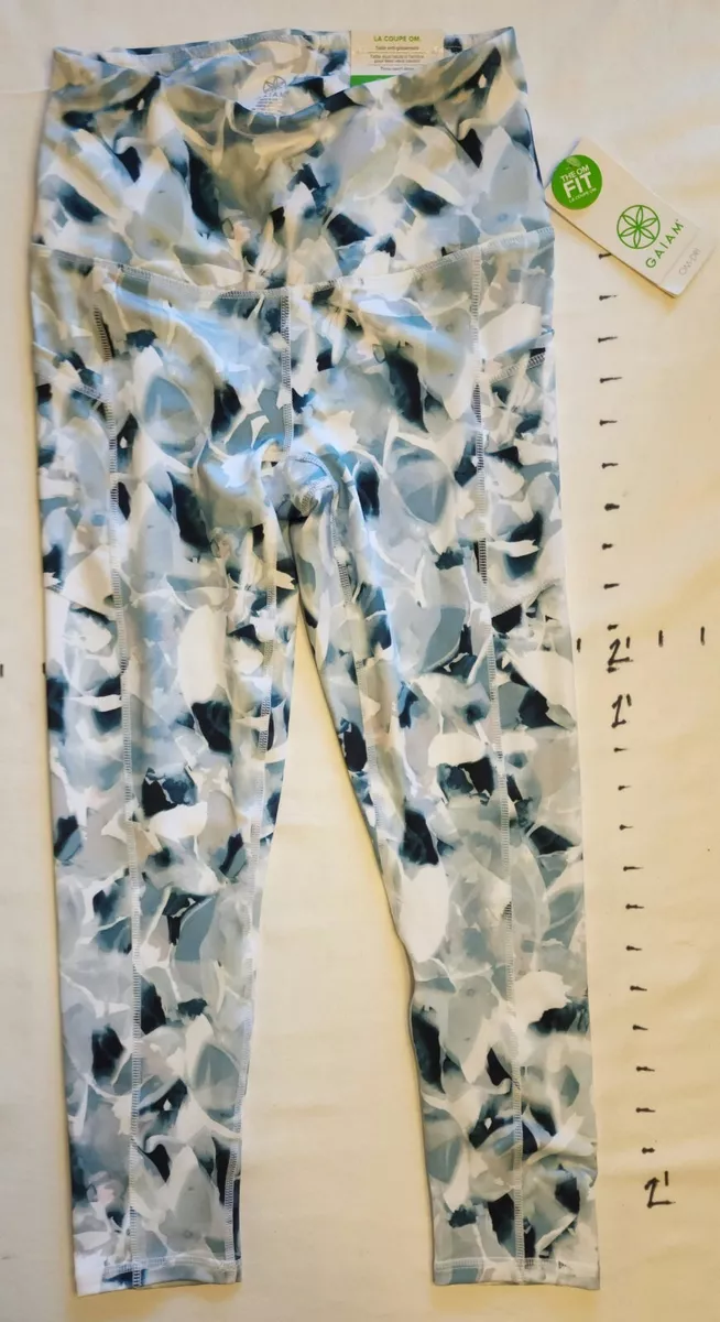Gaiam Bright White High Waisted Pockets Capri Leggings Yoga Pants
