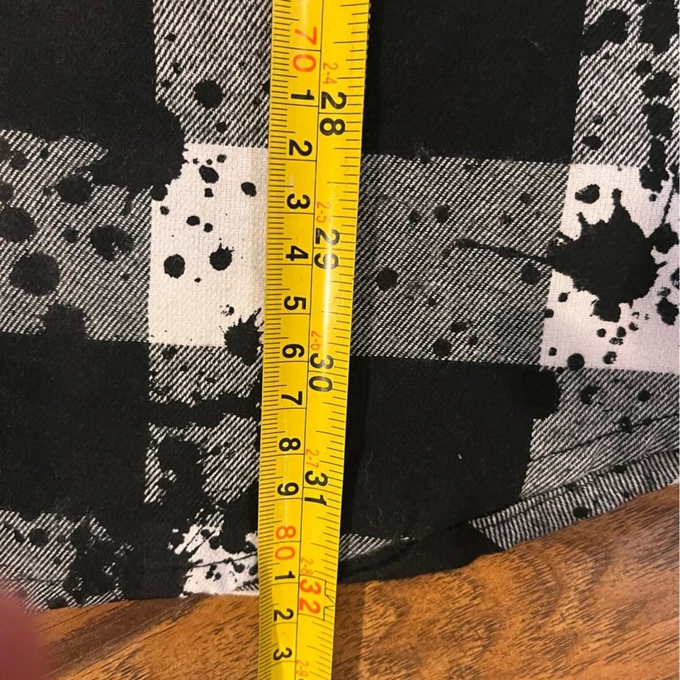 Camisa masculina carbono XXL preta branca xadrez botão quadriculado para cima pintura macia estampada - Imagem 4 de 4