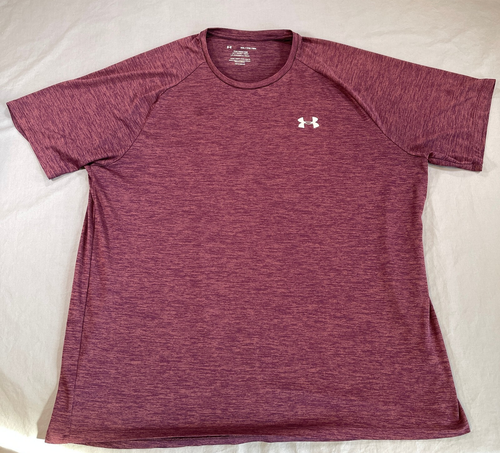 Under Armour The Tech Tee T-Shirt Mens 2XL Maroon Performance Loose HeatGear
