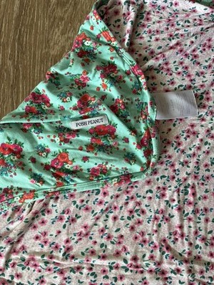 Posh Peanut Floral Patoo 2-layer reversible baby blanket Faded tag