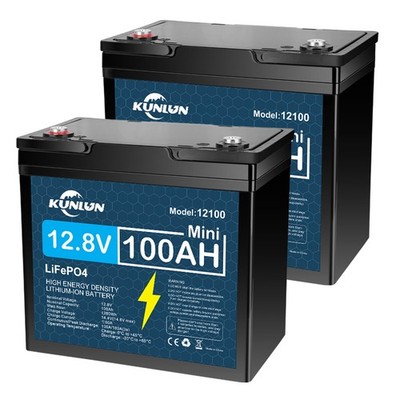 2 Pack 12V 100Ah LiFePO4 Lithium Battery, Built-in 100A BMS, for Off-grid