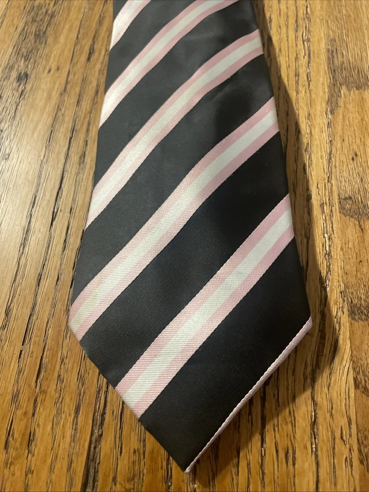 Corbata gruesa de microfibra de cachemira a rayas versículo 9 usada en excelente estado para hombre Foto 2 de 4